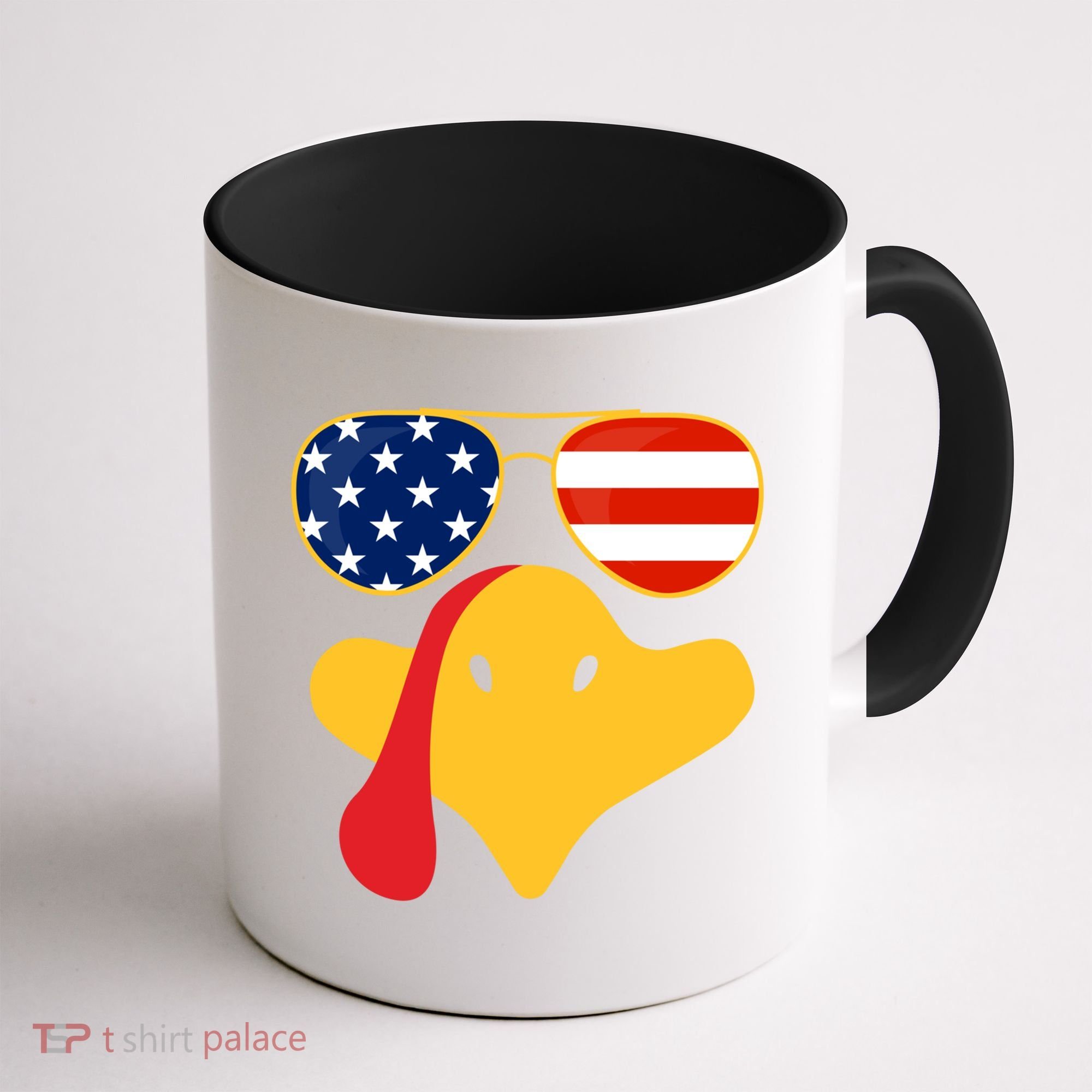 Thanksgiving Turkey Face With Usa Flag Glasses Gift Coffee Mug