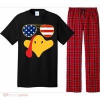 Thanksgiving Turkey Face With Usa Flag Glasses Gift Pajama Set thumb 0