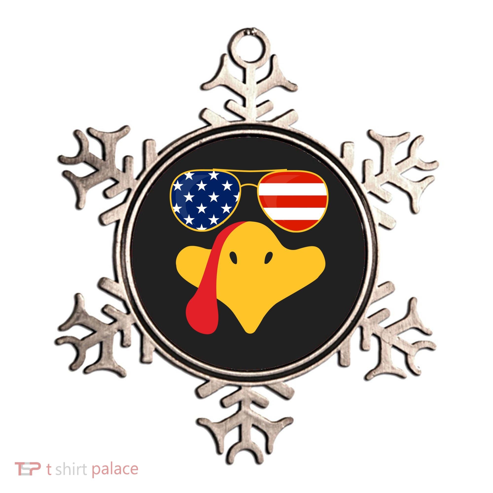 Thanksgiving Turkey Face With Usa Flag Glasses Gift Ornament