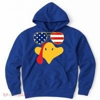 Thanksgiving Turkey Face With Usa Flag Glasses Gift Hoodie thumb 0