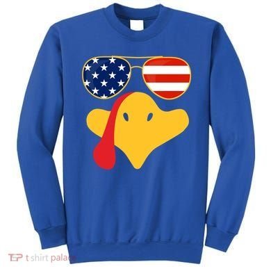 Thanksgiving Turkey Face With Usa Flag Glasses Gift Sweatshirt