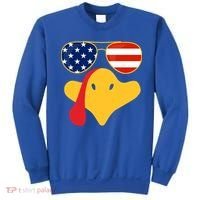 Thanksgiving Turkey Face With Usa Flag Glasses Gift Sweatshirt thumb 0