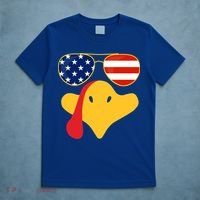 Thanksgiving Turkey Face With Usa Flag Glasses Gift T-Shirt thumb 5