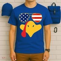 Thanksgiving Turkey Face With Usa Flag Glasses Gift T-Shirt thumb 6