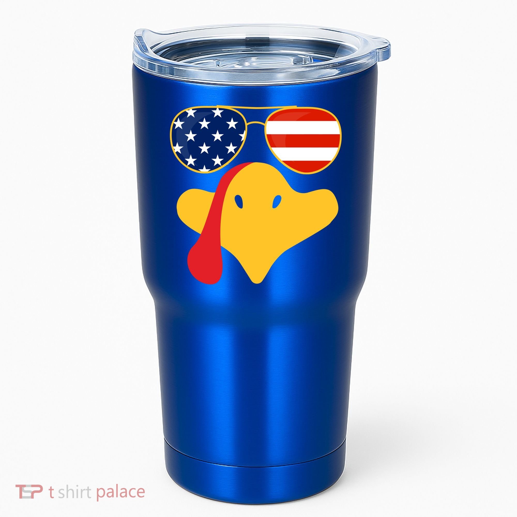 Thanksgiving Turkey Face With Usa Flag Glasses Gift Tumbler