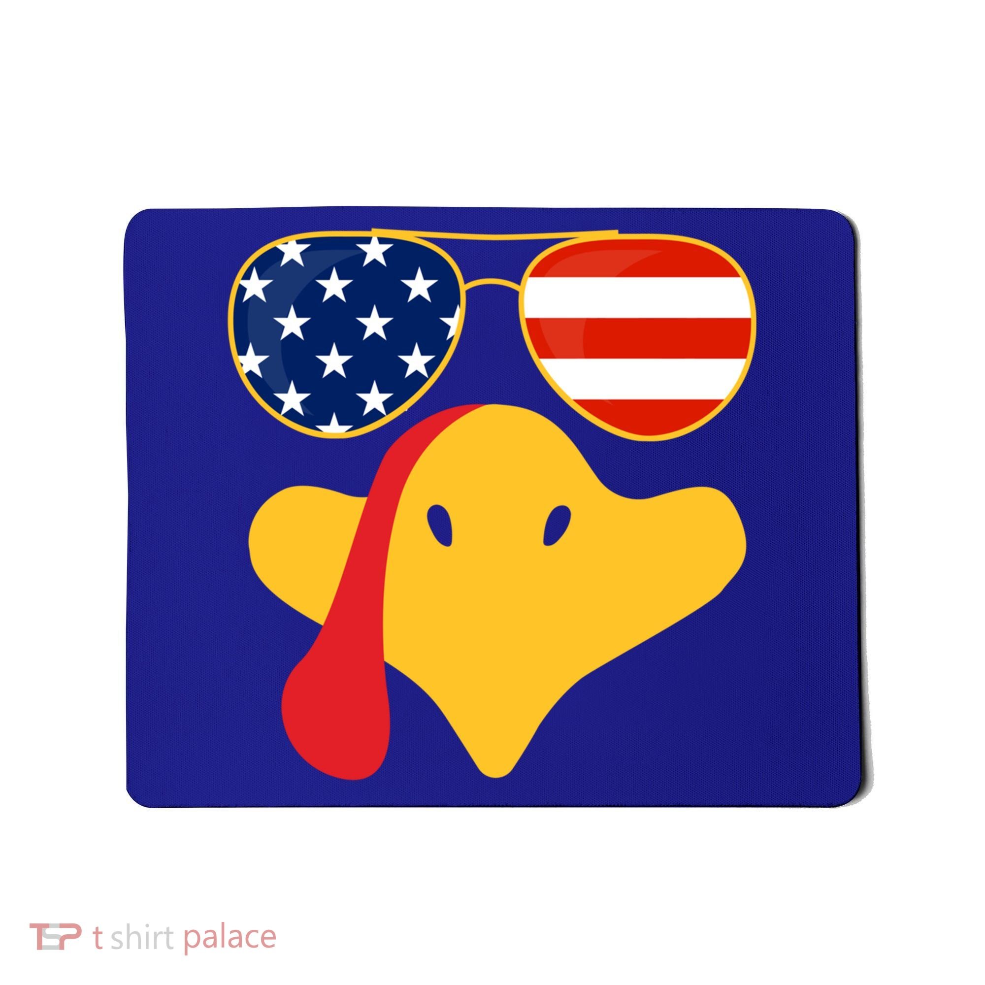 Thanksgiving Turkey Face With Usa Flag Glasses Gift Mousepad