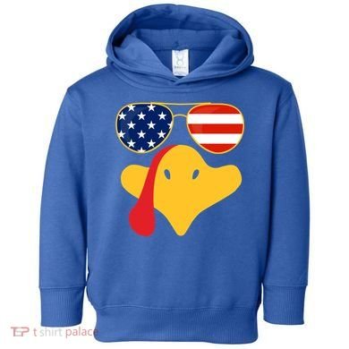 Thanksgiving Turkey Face With Usa Flag Glasses Gift Toddler Hoodie