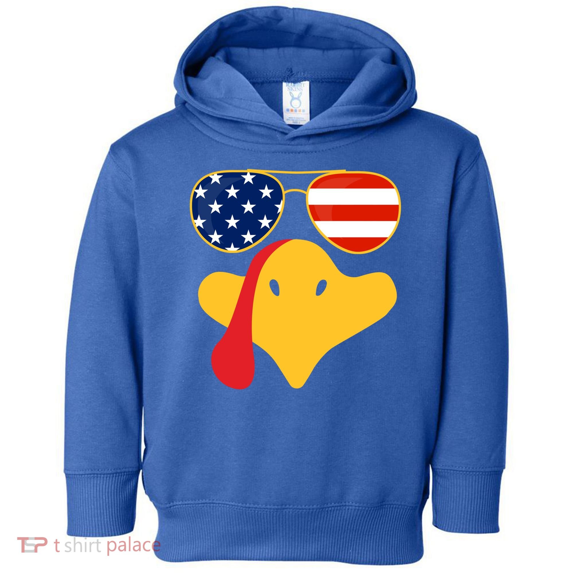 Thanksgiving Turkey Face With Usa Flag Glasses Gift Toddler Hoodie
