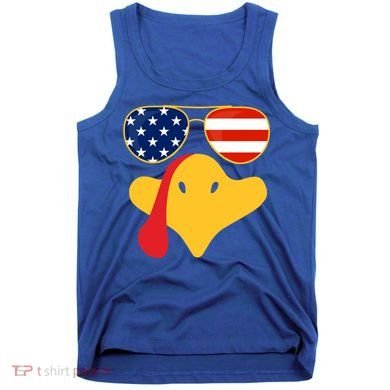Thanksgiving Turkey Face With Usa Flag Glasses Gift Tank Top