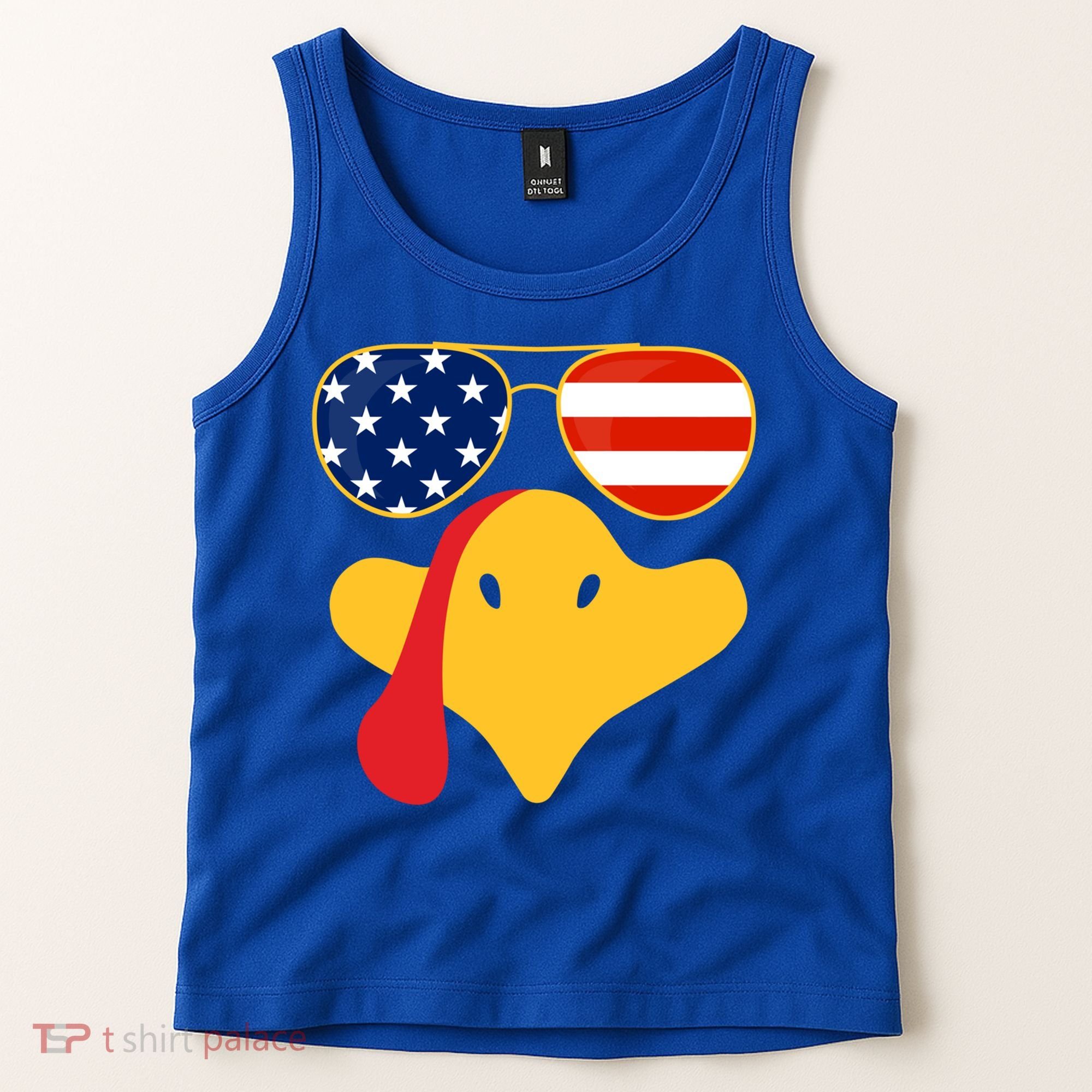 Thanksgiving Turkey Face With Usa Flag Glasses Gift Tank Top