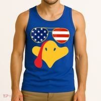 Thanksgiving Turkey Face With Usa Flag Glasses Gift Tank Top thumb 3