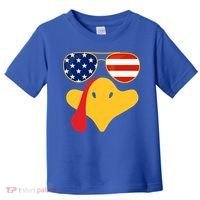Thanksgiving Turkey Face With Usa Flag Glasses Gift Toddler T-Shirt thumb 0