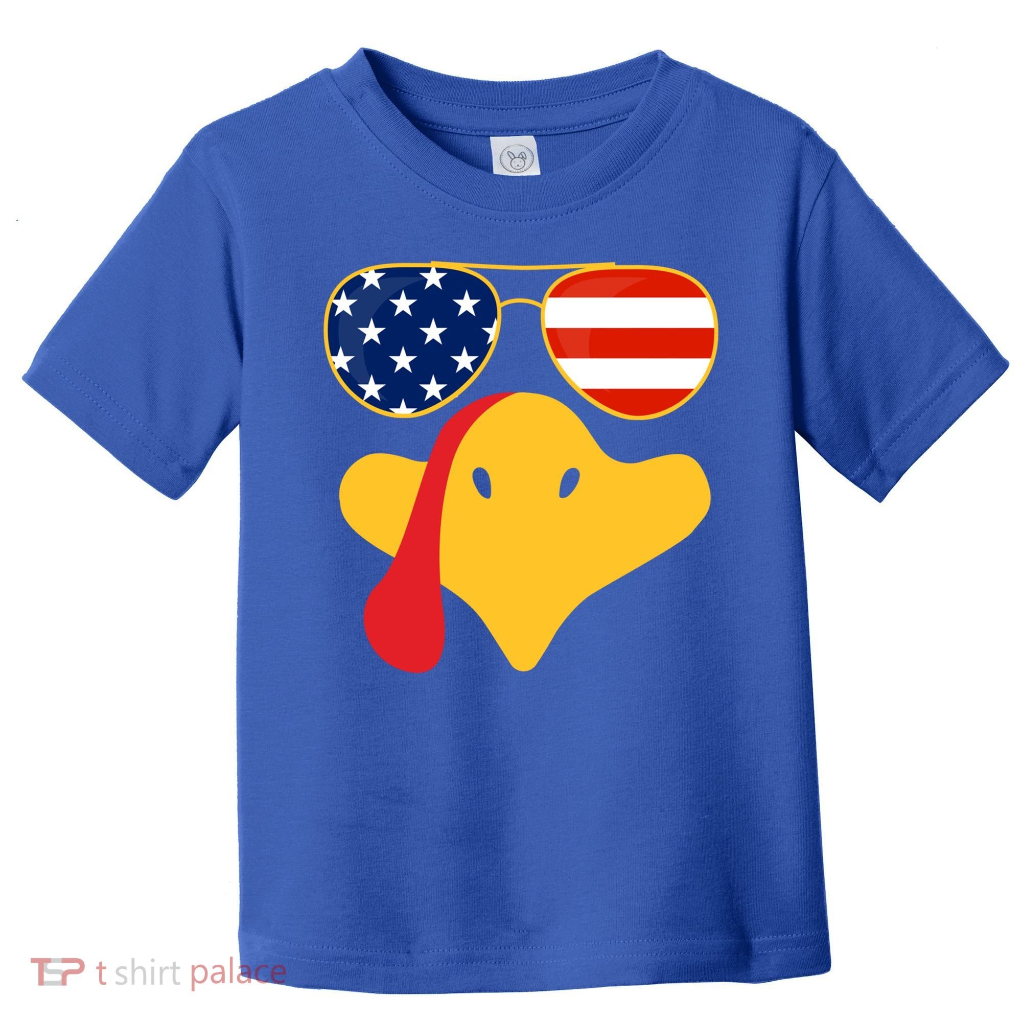 Thanksgiving Turkey Face With Usa Flag Glasses Gift Toddler T-Shirt