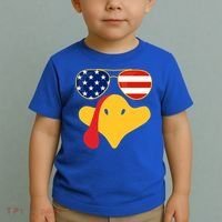 Thanksgiving Turkey Face With Usa Flag Glasses Gift Toddler T-Shirt thumb 2