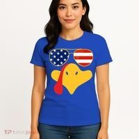 Thanksgiving Turkey Face With Usa Flag Glasses Gift Women's T-Shirt thumb 4
