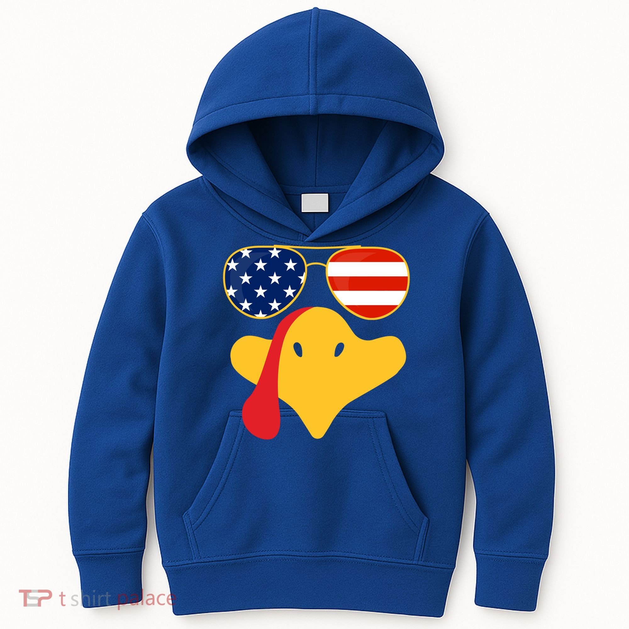 Thanksgiving Turkey Face With Usa Flag Glasses Gift Kids Hoodie