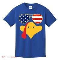 Thanksgiving Turkey Face With Usa Flag Glasses Gift Kids T-Shirt thumb 0