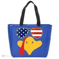 Thanksgiving Turkey Face With Usa Flag Glasses Gift Tote Bag thumb 0