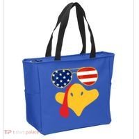 Thanksgiving Turkey Face With Usa Flag Glasses Gift Tote Bag thumb 2