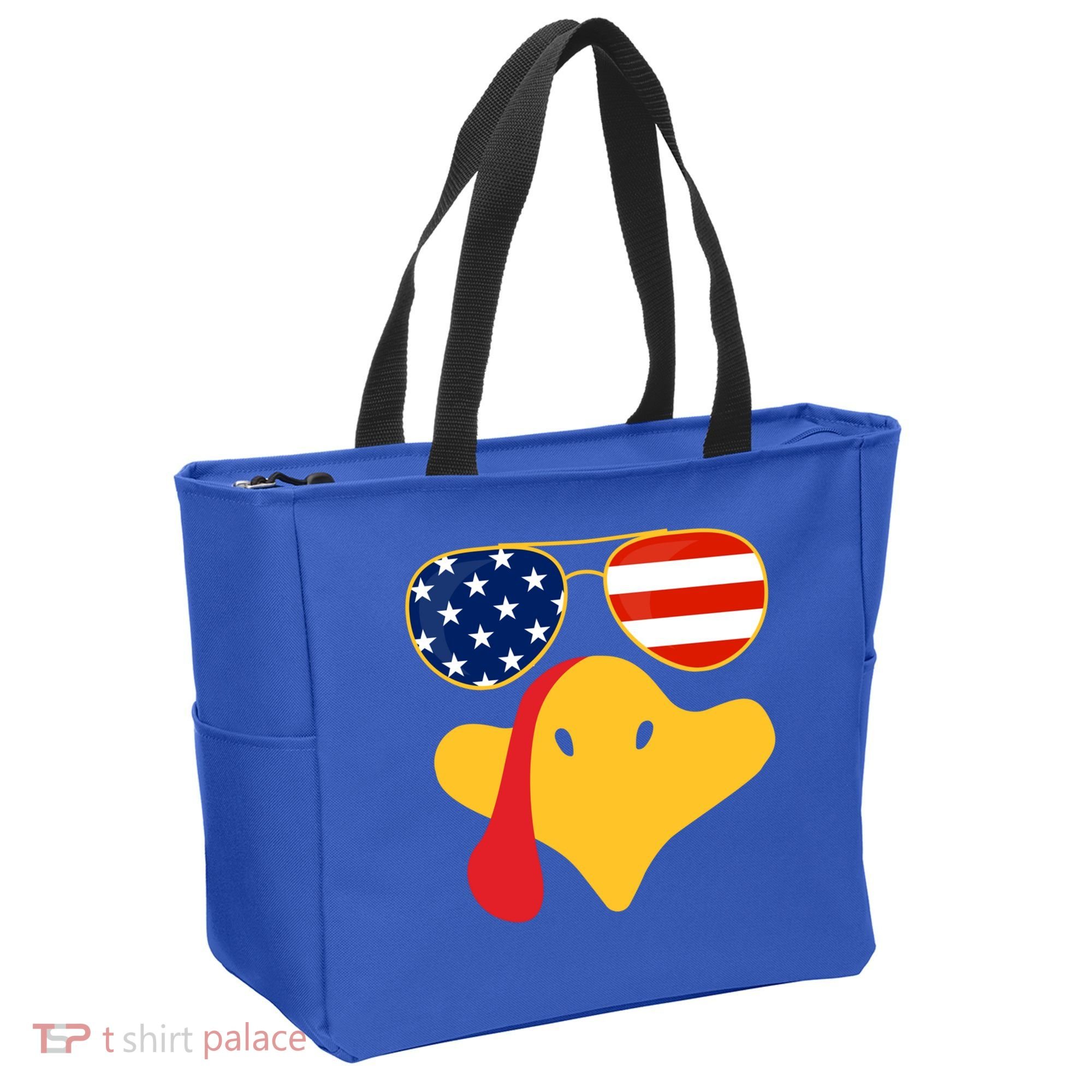 Thanksgiving Turkey Face With Usa Flag Glasses Gift Tote Bag