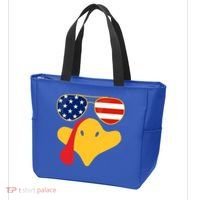 Thanksgiving Turkey Face With Usa Flag Glasses Gift Tote Bag thumb 3