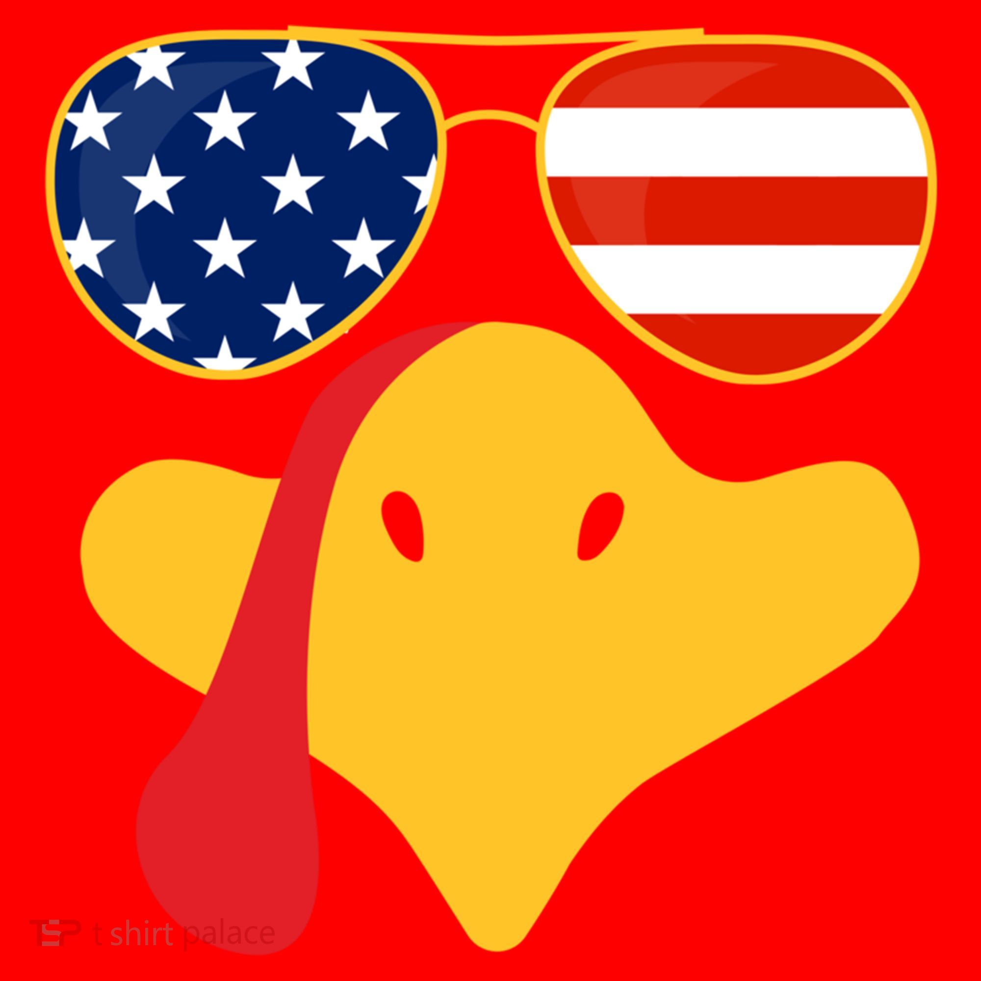 Thanksgiving Turkey Face With Usa Flag Glasses Gift Santa Hat