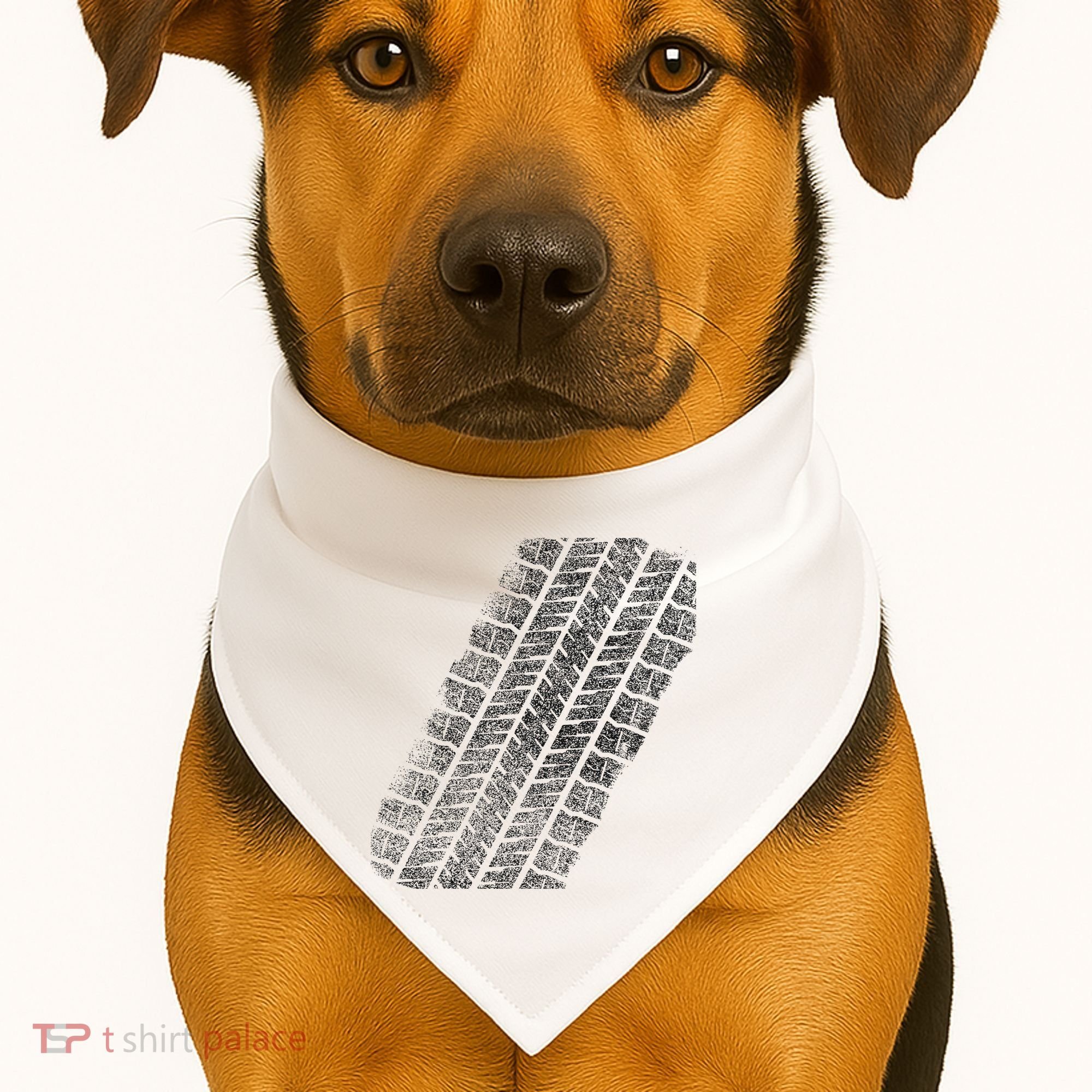 Tire Track Funny Halloween USA-Made Doggie Bandana