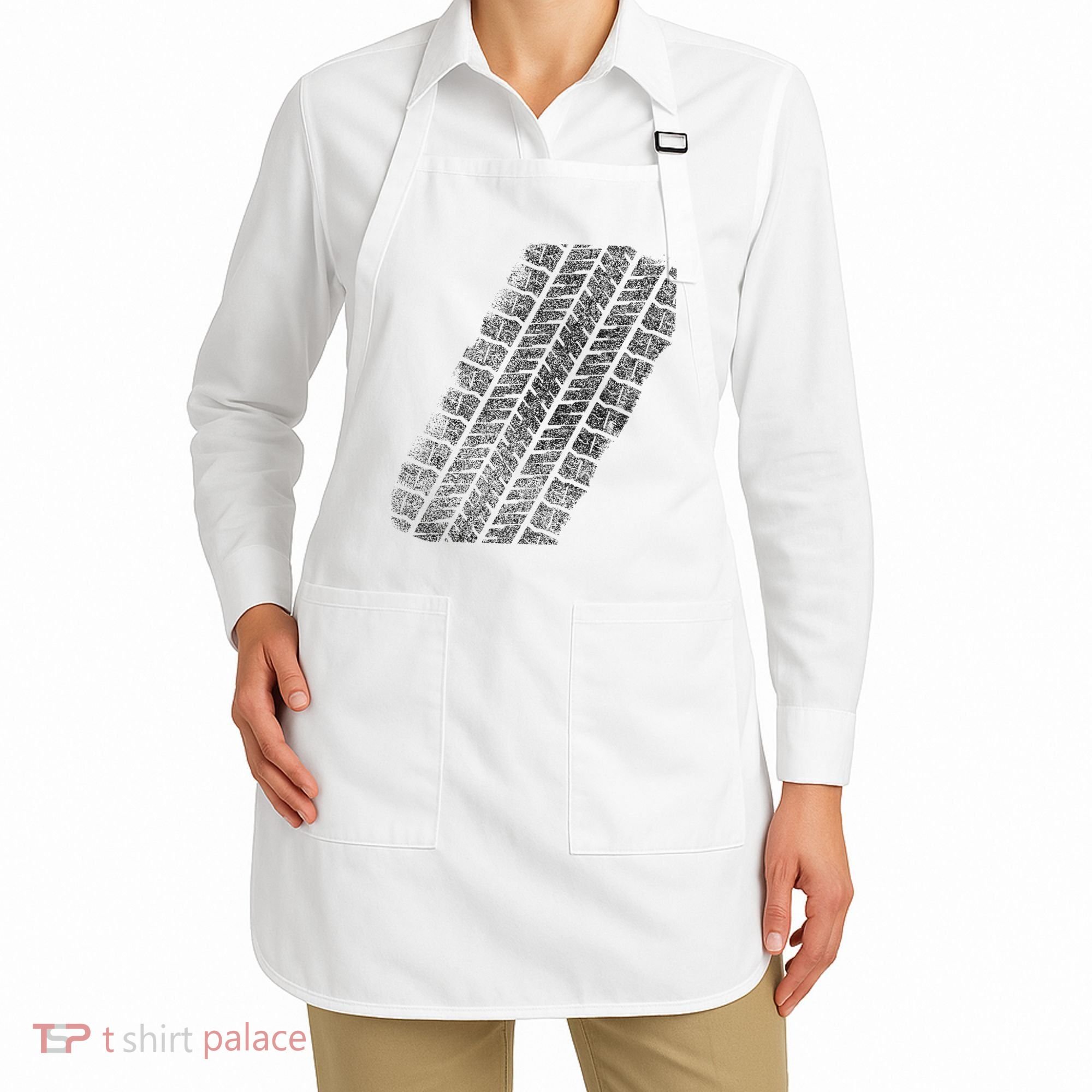 Tire Track Funny Halloween Apron