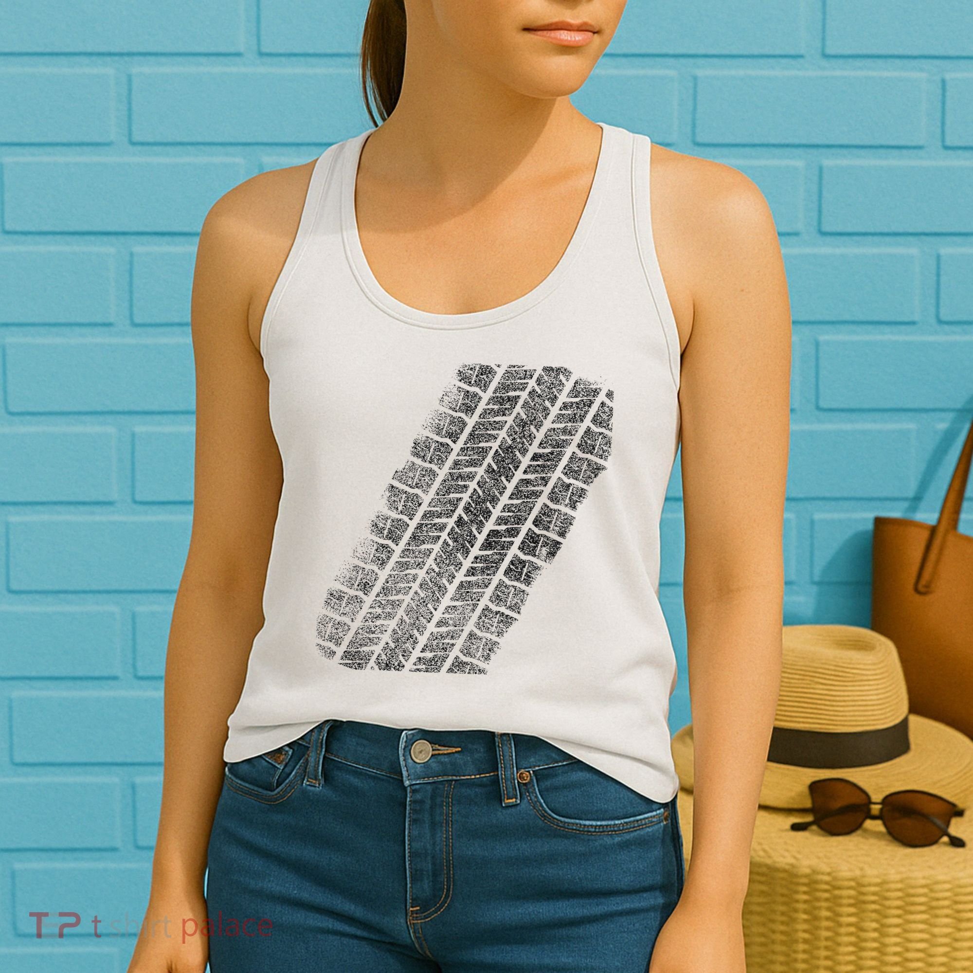 Tire Track Funny Halloween Women's Tank Top