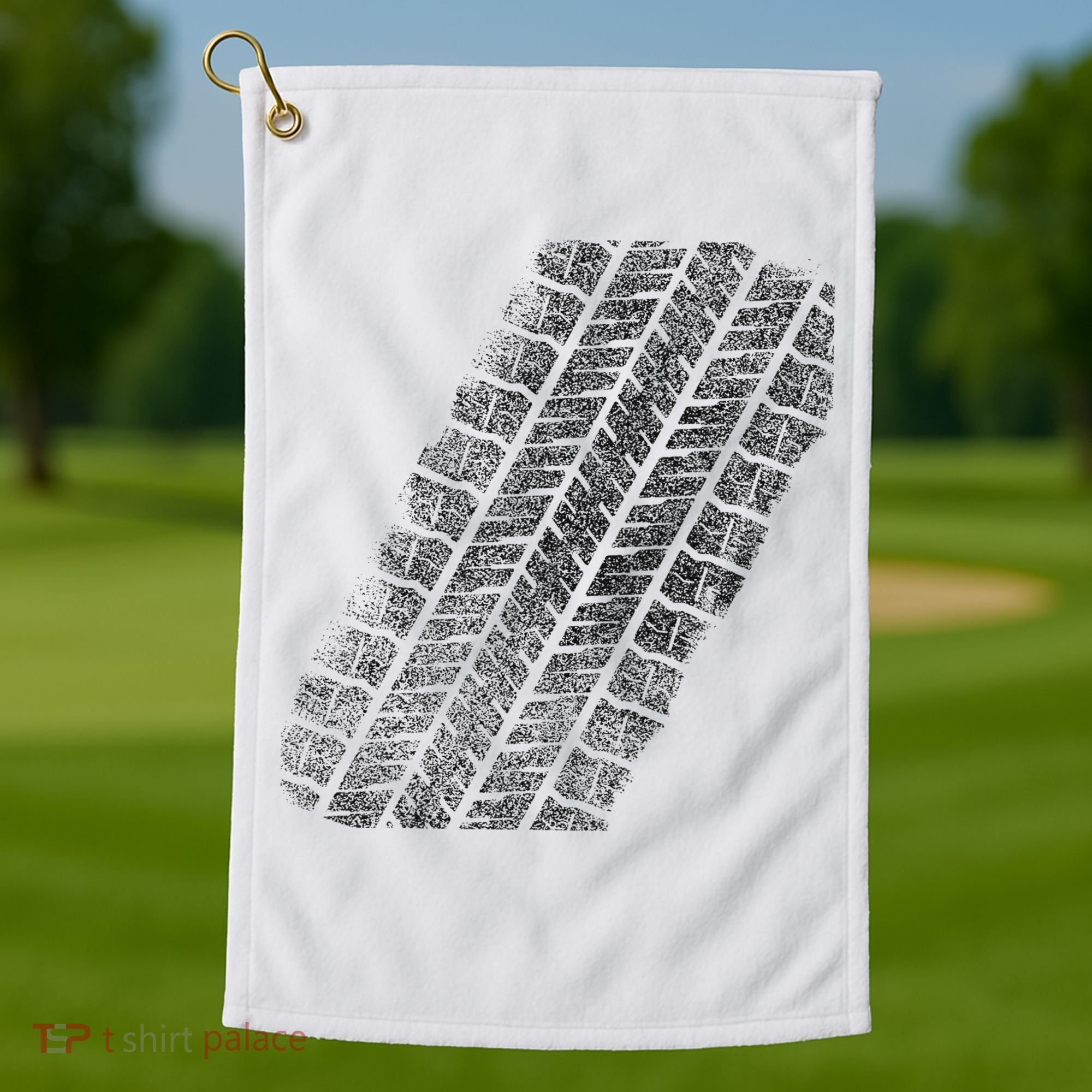 Tire Track Funny Halloween Golf Towel