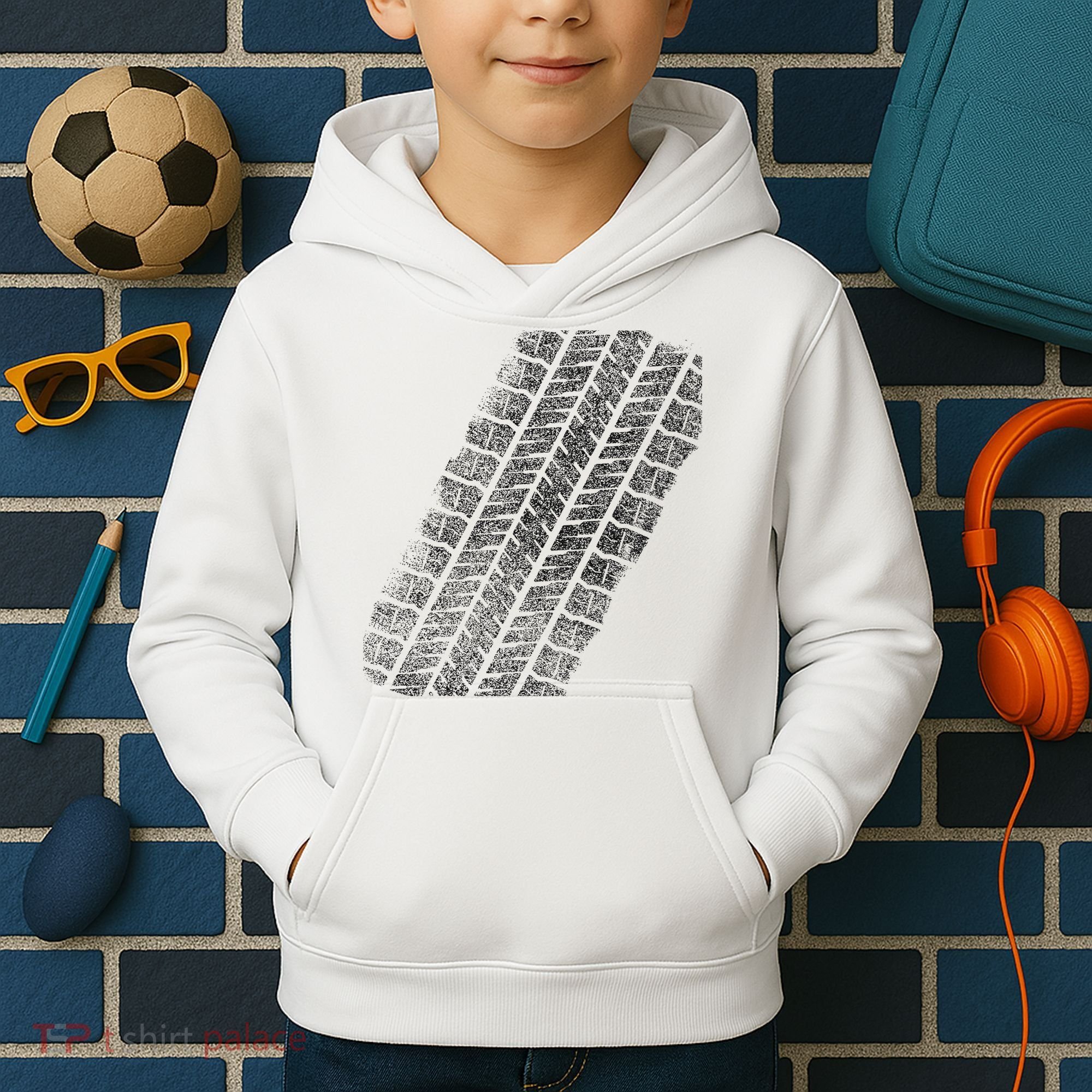 Tire Track Funny Halloween Kids Hoodie