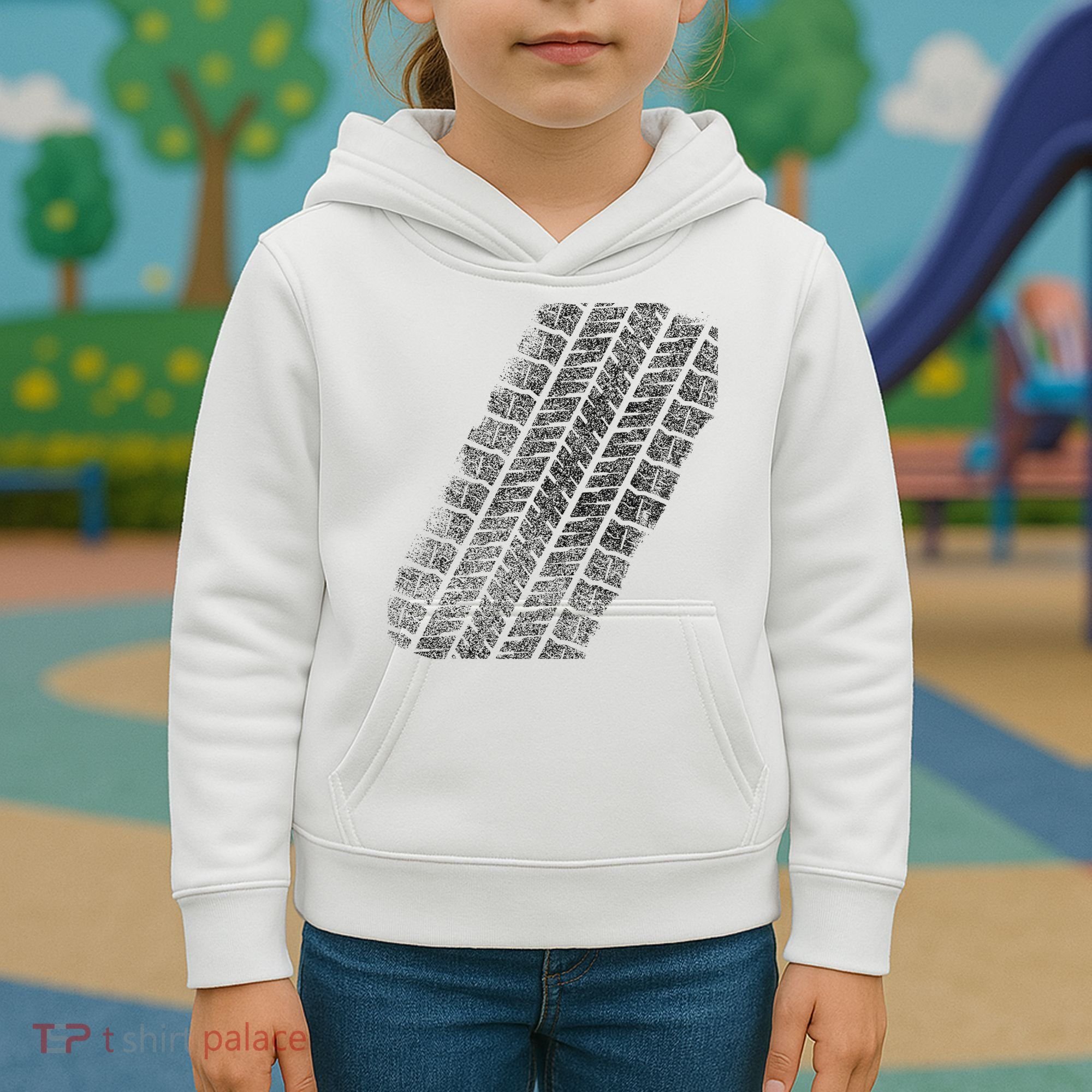 Tire Track Funny Halloween Kids Hoodie
