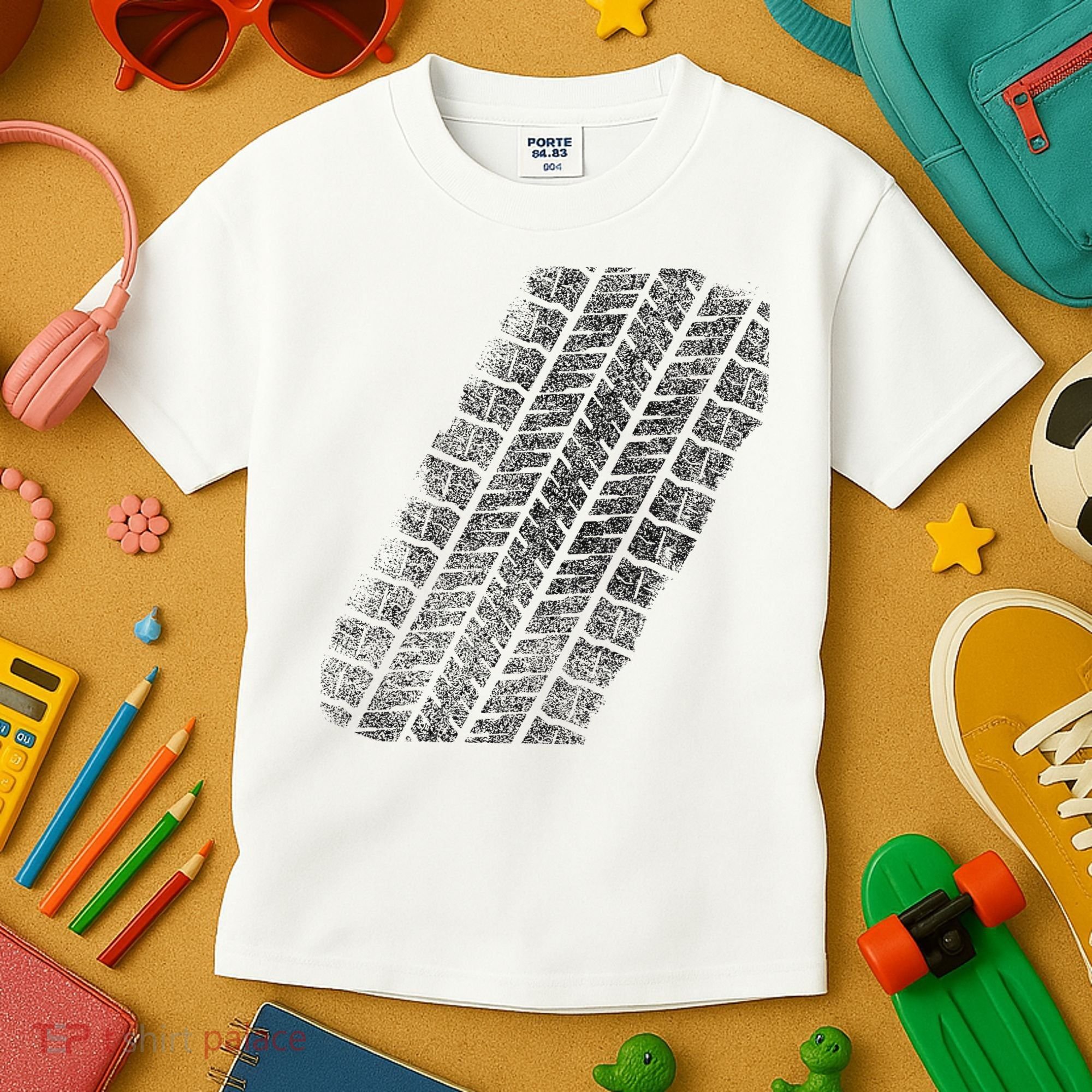 Tire Track Funny Halloween Kids T-Shirt