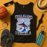 Tralalero Tralala Funny Shark Meme Bootleg Tank Top thumb 4