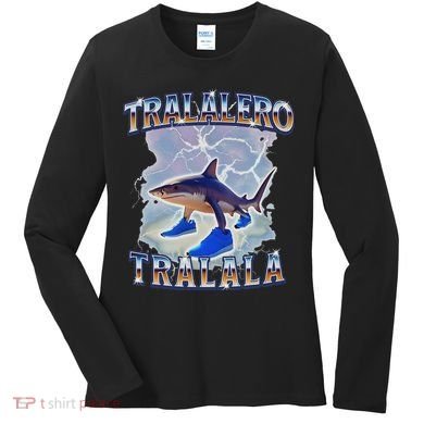 Tralalero Tralala Funny Shark Meme Bootleg Women's Long Sleeve Shirt