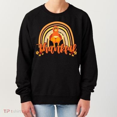 Thankful Turkey Fall Rainbow Thanksgiving Women's Sweatshirt
