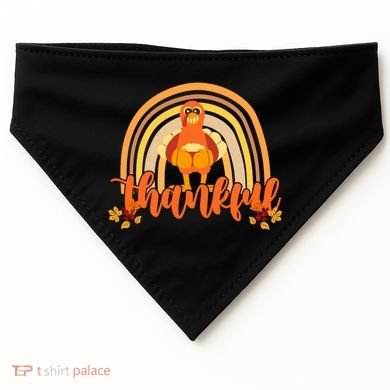 Thankful Turkey Fall Rainbow Thanksgiving USA-Made Doggie Bandana
