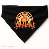 Thankful Turkey Fall Rainbow Thanksgiving USA-Made Doggie Bandana thumb 0