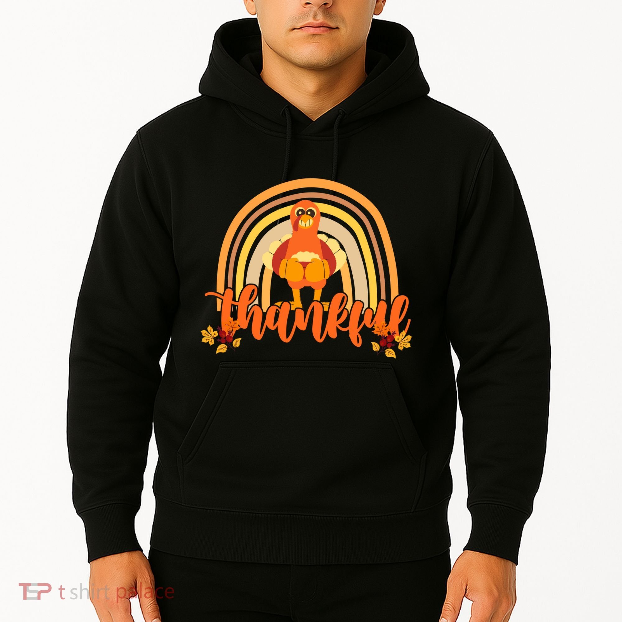 Thankful Turkey Fall Rainbow Thanksgiving Hoodie