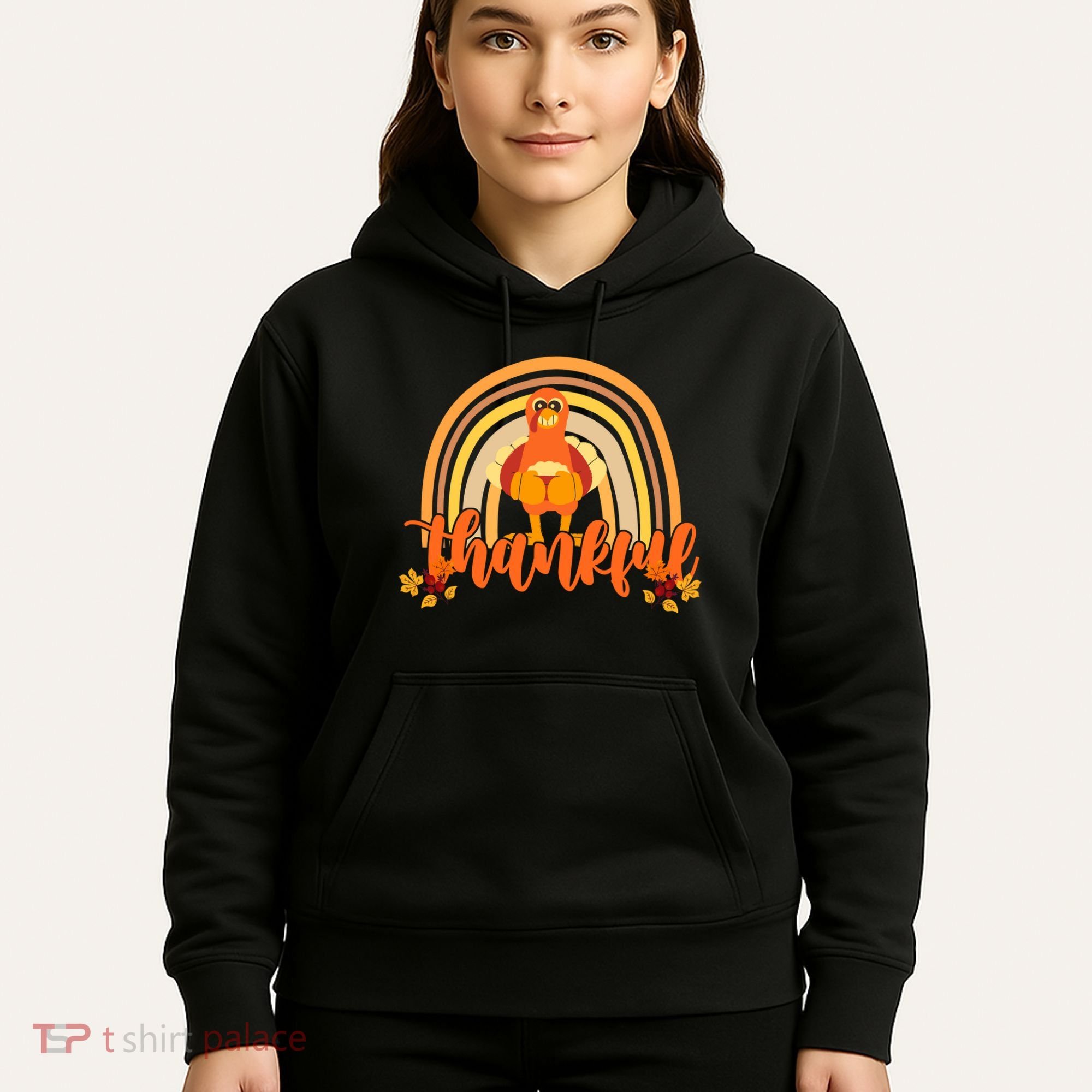 Thankful Turkey Fall Rainbow Thanksgiving Hoodie