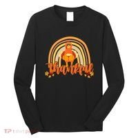 Thankful Turkey Fall Rainbow Thanksgiving Long Sleeve Shirt thumb 0