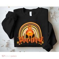 Thankful Turkey Fall Rainbow Thanksgiving Sweatshirt thumb 2