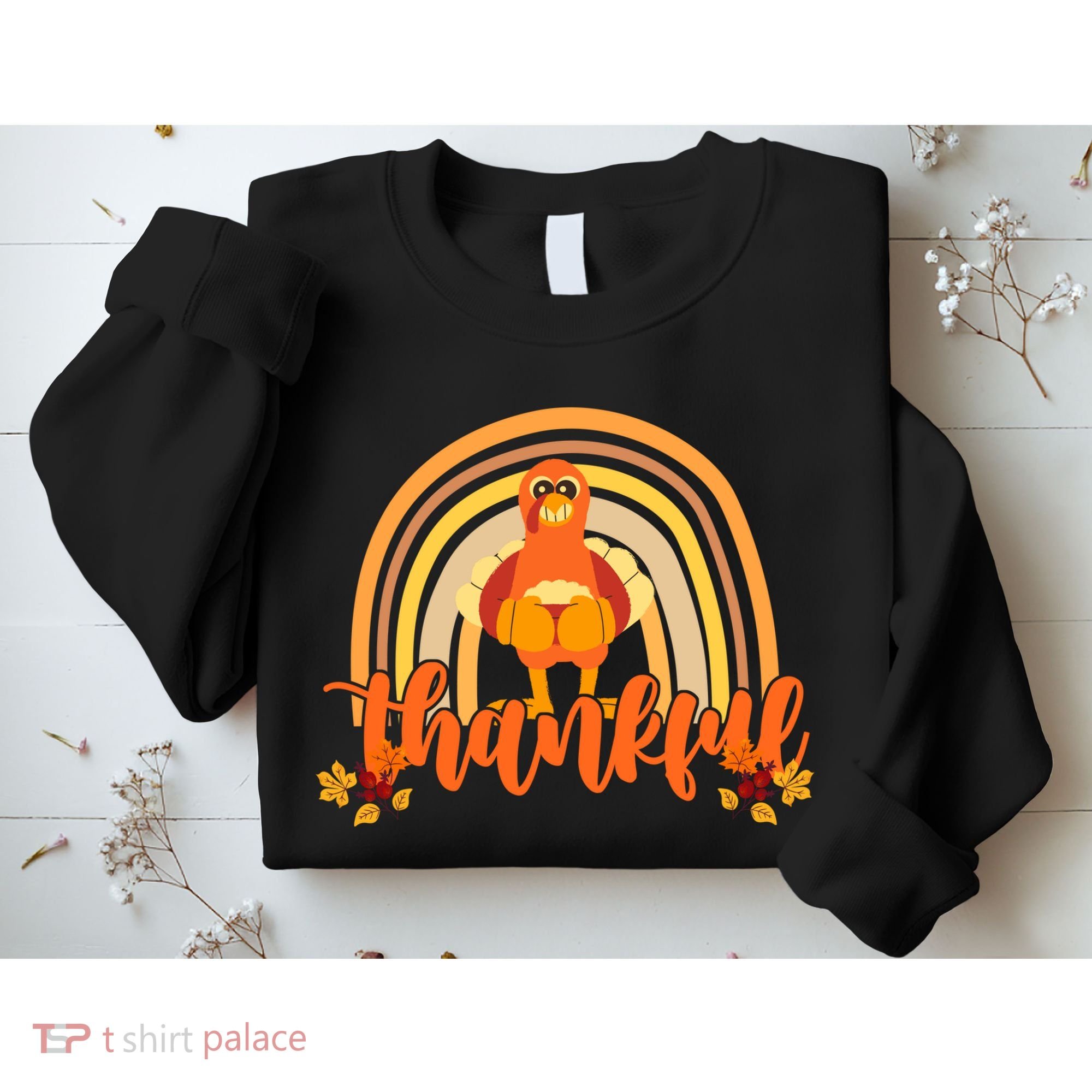 Thankful Turkey Fall Rainbow Thanksgiving Sweatshirt
