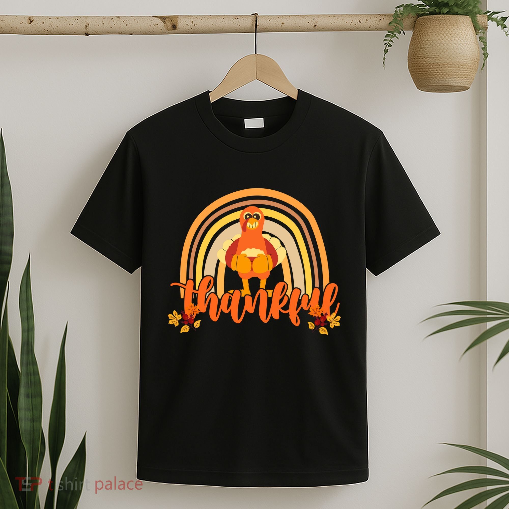 Thankful Turkey Fall Rainbow Thanksgiving T-Shirt