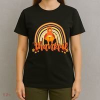 Thankful Turkey Fall Rainbow Thanksgiving T-Shirt thumb 4