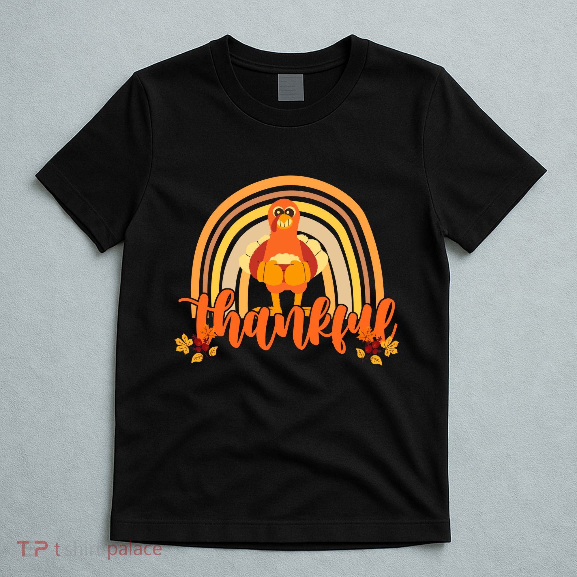 Thankful Turkey Fall Rainbow Thanksgiving T-Shirt