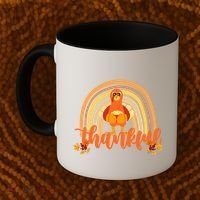 Thankful Turkey Fall Rainbow Thanksgiving Coffee Mug thumb 2