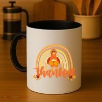 Thankful Turkey Fall Rainbow Thanksgiving Coffee Mug thumb 4