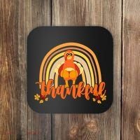 Thankful Turkey Fall Rainbow Thanksgiving Coaster thumb 0