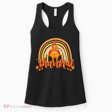Thankful Turkey Fall Rainbow Thanksgiving Women's Tank Top